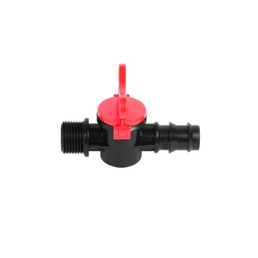 Van khoá khởi thuỷ ren ống LDPE, 1 đầu là ren ngoài kết nối với ren trong của ống PVC, 1 đầu kết nối ống LDPE