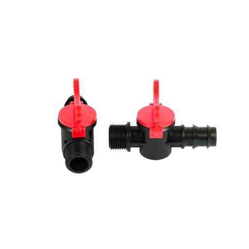 Van khoá khởi thuỷ ren ống LDPE, 1 đầu là ren ngoài kết nối với ren trong của ống PVC, 1 đầu kết nối ống LDPE
