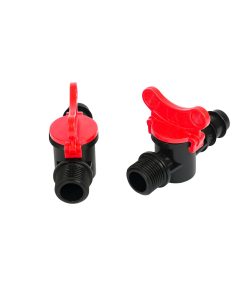 Van khoá khởi thuỷ ren ống LDPE, 1 đầu là ren ngoài kết nối với ren trong của ống PVC, 1 đầu kết nối ống LDPE