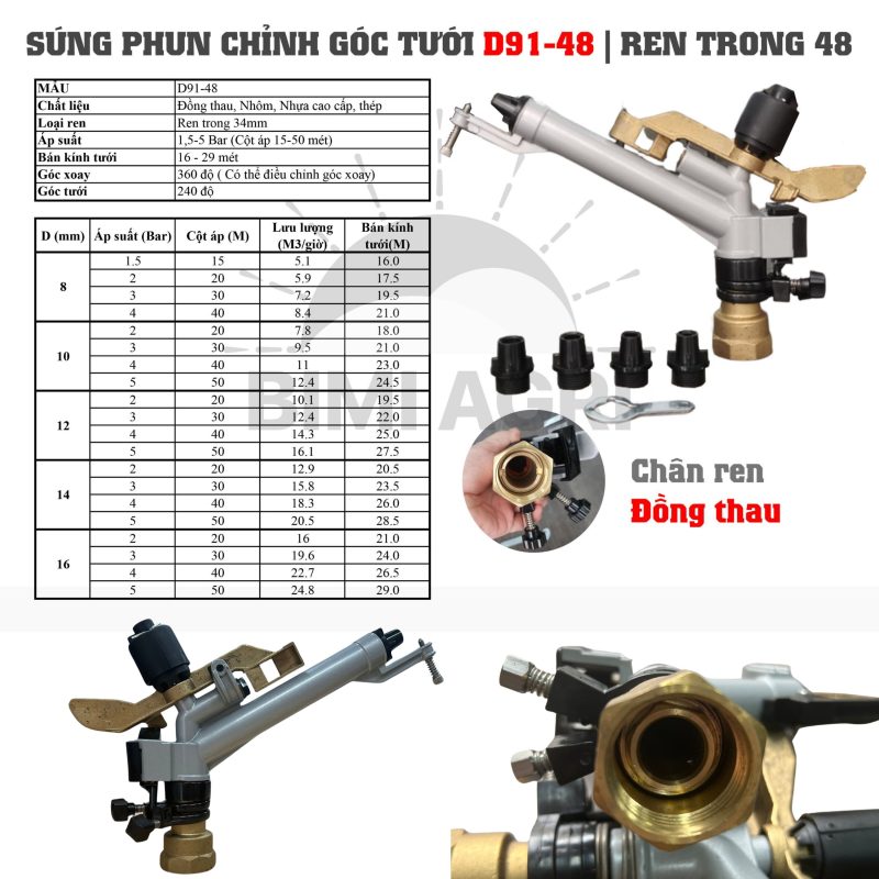béc cánh đập chân ren đồng 48