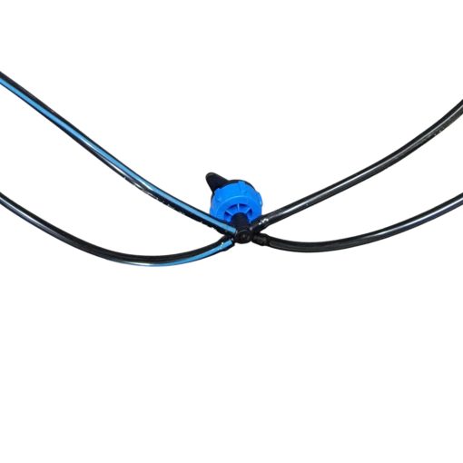 Bộ que nhỏ giọt chia 4, với 4 que nhỏ giọt dài 10cm, mỗi đoạn dây dẫn nước 3/5 dài 50cm, và 1 đầu chia ra 4 đoạn dây