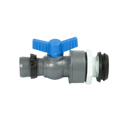 Van khoá khỏi thuỷ kèm ron phi 34. Kết nối từ ống cứng PVC ra ống mềm xẹp phi 34